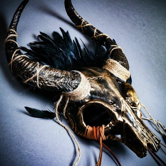 Antelope Devil Horns Animal Skull Ghost Halloween - Picture 8 of 9